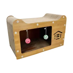 Średniej wielkości domek dla kota z drapakiem