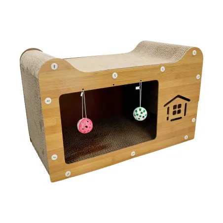 Średniej wielkości domek dla kota z drapakiem