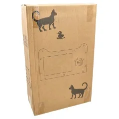 Średniej wielkości domek dla kota z drapakiem