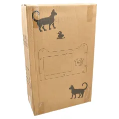 Średniej wielkości domek dla kota z drapakiem