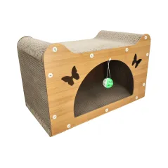 Średniej wielkości półeliptyczna deska do drapania dla kota w kształcie motyla