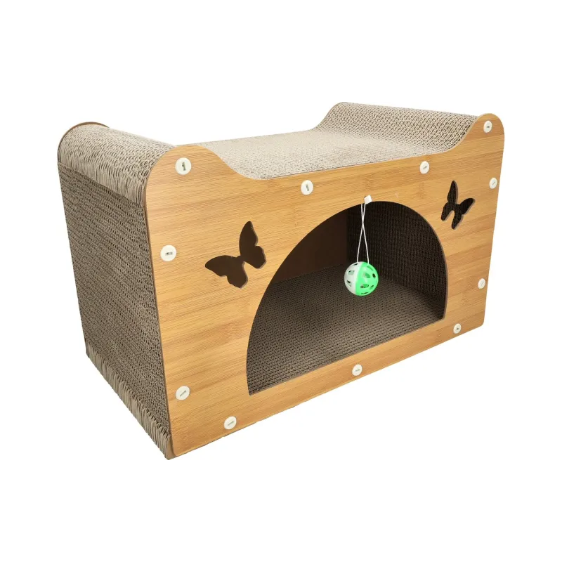 Średniej wielkości półeliptyczna deska do drapania dla kota w kształcie motyla