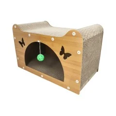 Średniej wielkości półeliptyczna deska do drapania dla kota w kształcie motyla