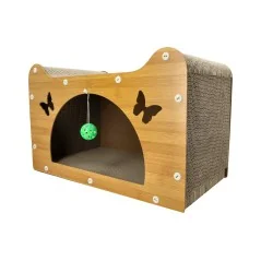 Średniej wielkości półeliptyczna deska do drapania dla kota w kształcie motyla