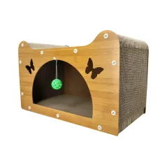 Średniej wielkości półeliptyczna deska do drapania dla kota w kształcie motyla