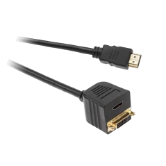 Kabel HDMI wtyk na HDMI gniazdo + DVI 24+5 gniazdo - 0.2m