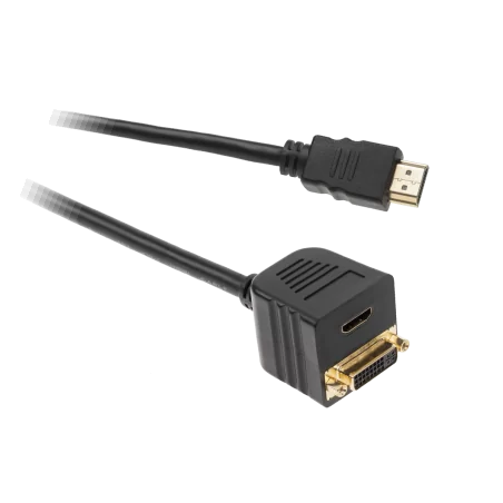 Kabel HDMI wtyk na HDMI gniazdo + DVI 24+5 gniazdo - 0.2m