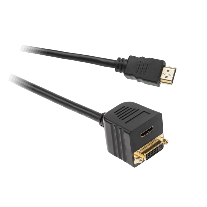 Kabel HDMI wtyk na HDMI gniazdo + DVI 24+5 gniazdo - 0.2m