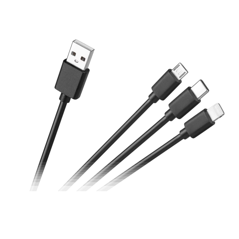 Kabel połączeniowy 3w1, USB A - micro/C/lightning 1.2m