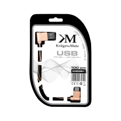 Kabel USB - wtyk kątowy typu C 1m 3A Kruger&Matz