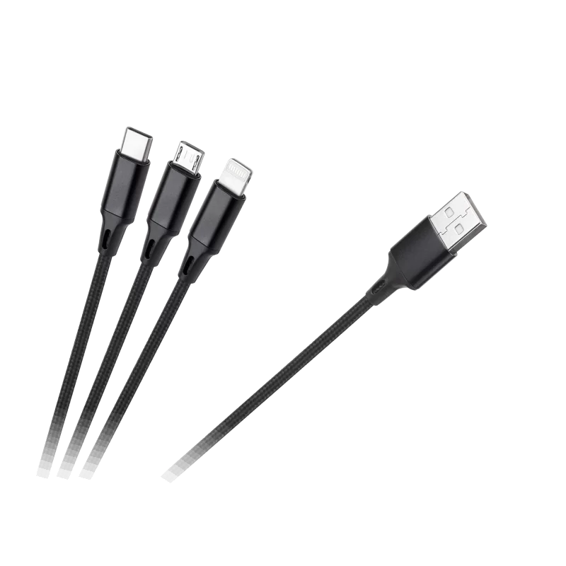 Kabel USB 3w1 microUSB, USB typu C, Lightning 100 cm