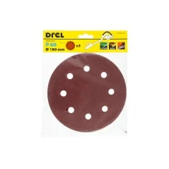 Krążki ścierne 180 mm, P60, na rzep, z 8 otworami, 5 szt.