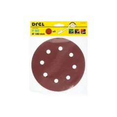 Krążki ścierne 180 mm, P80, na rzep, z 8 otworami, 5 szt.