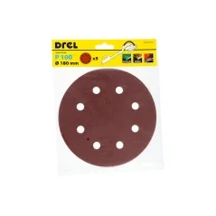 Krążki ścierne 180 mm, P100, na rzep, z 8 otworami, 5 szt.