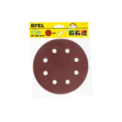 Krążki ścierne 180 mm, P100, na rzep, z 8 otworami, 5 szt.