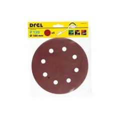Krążki ścierne 180 mm, P120, na rzep, z 8 otworami, 5 szt.
