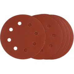 Krążki ścierne 180 mm, P180, na rzep, z 8 otworami, 5 szt.