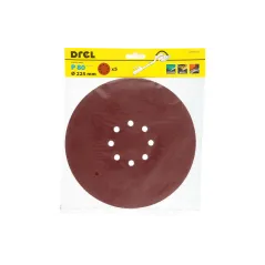 Krążki ścierne 225 mm, P80, na rzep, z 8 otworami, 5 szt.