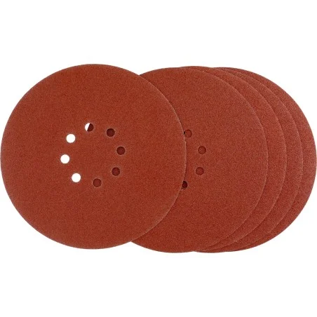 Krążki ścierne 225 mm, P120, na rzep, z 8 otworami, 5 szt.