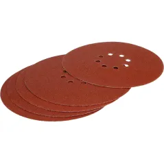 Krążki ścierne 225 mm, P120, na rzep, z 8 otworami, 5 szt.