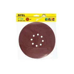 Krążki ścierne 225 mm, P150, na rzep, z 8 otworami, 5 szt.