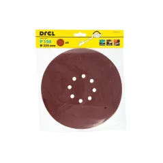 Krążki ścierne 225 mm, P150, na rzep, z 8 otworami, 5 szt.