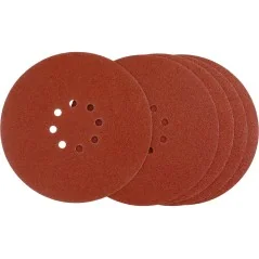 Krążki ścierne 225 mm, P180, na rzep, z 8 otworami, 5 szt.