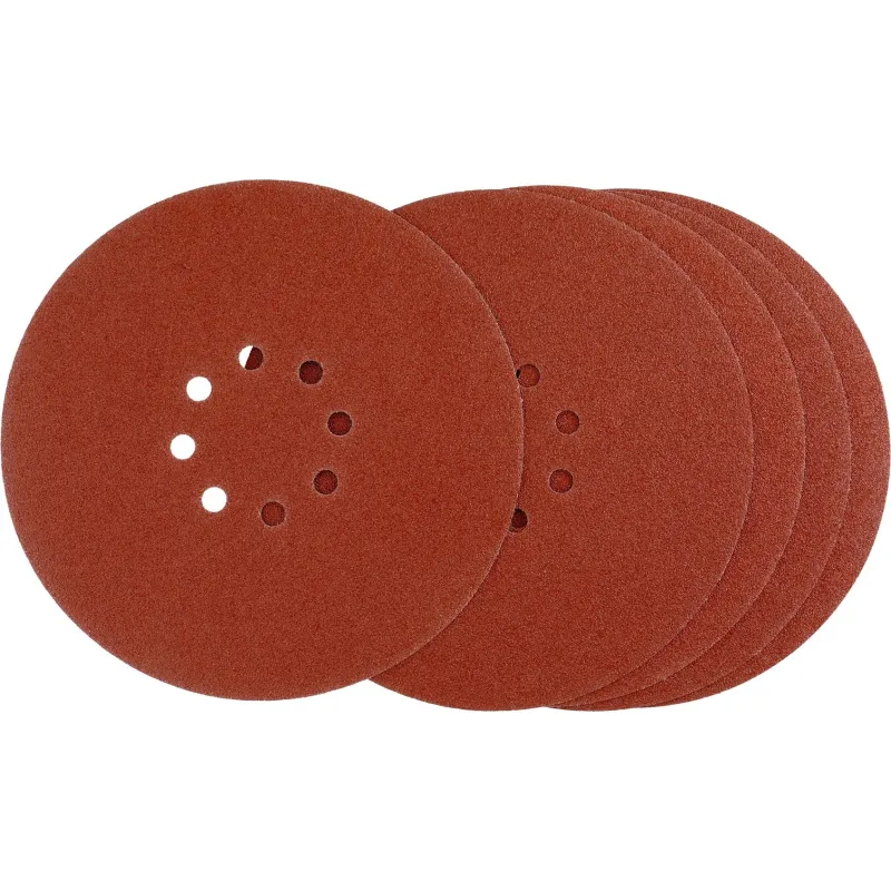 Krążki ścierne 225 mm, P180, na rzep, z 8 otworami, 5 szt.