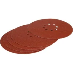 Krążki ścierne 225 mm, P180, na rzep, z 8 otworami, 5 szt. Drel