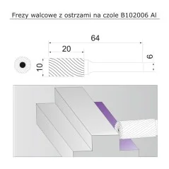 frez 10mm AL walcowy z ostrzami na czole B102006AL Sherman