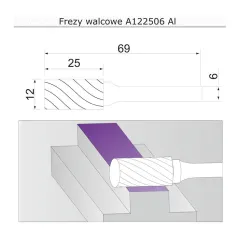 frez 12mm AL walcowy A122506AL Sherman Do aluminium frezy