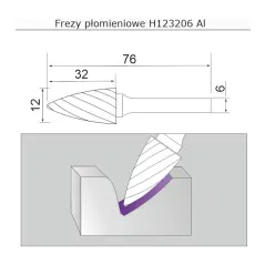 frez 12mm AL płomieniowy H123206AL Sherman