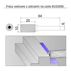 frez 10mm walcowy z ostrzami na czole B102006 Sherman