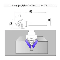 frez pogłębiacz 60st J121106 Sherman Do stali frezy