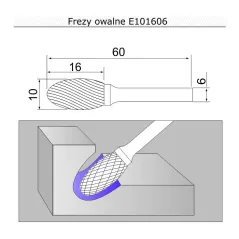 frez 10mm owalny E101606 Sherman Do stali frezy