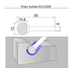 frez 12mm kulisty D121006 Sherman Do stali frezy