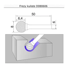 frez 8mm kulisty D080606 Sherman Do stali frezy
