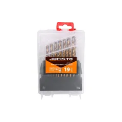 Zestaw wierteł do metalu 1.0-10.0 mm, tytanowane, szlifowane, 19 szt.