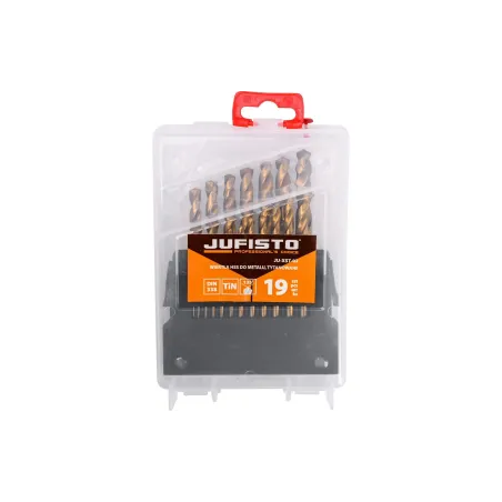 Zestaw wierteł do metalu 1.0-10.0 mm, tytanowane, szlifowane, 19 szt.