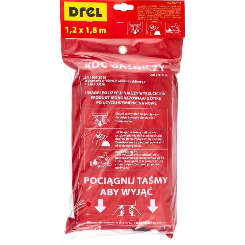 Koc gaśniczy z włókna szklanego 1,2m x 1,8m