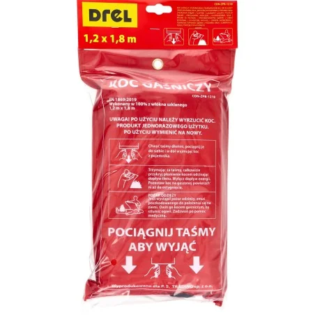 Koc gaśniczy z włókna szklanego 1,2m x 1,8m