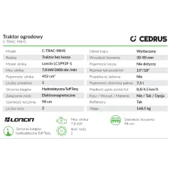 Traktorek Cedrus C-TRAC-98HS Cedrus Garden Traktorek kosiarka