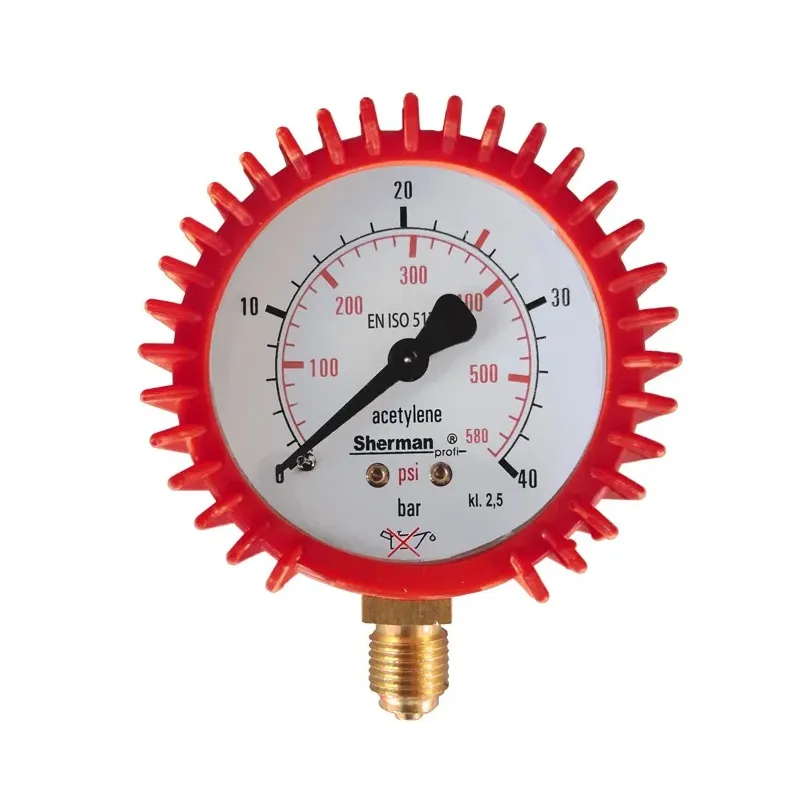 Manometr z osłoną fi 63 mm 40 bar - 1/4" acetylen TURBO Manometr z osłoną fi 63 mm 40 bar - 1/4" acetylen TURBO