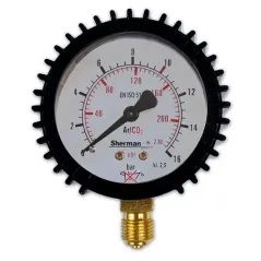Manometr z osłoną fi 63 mm 16 bar - 1/4 CO2/Ar TURBO