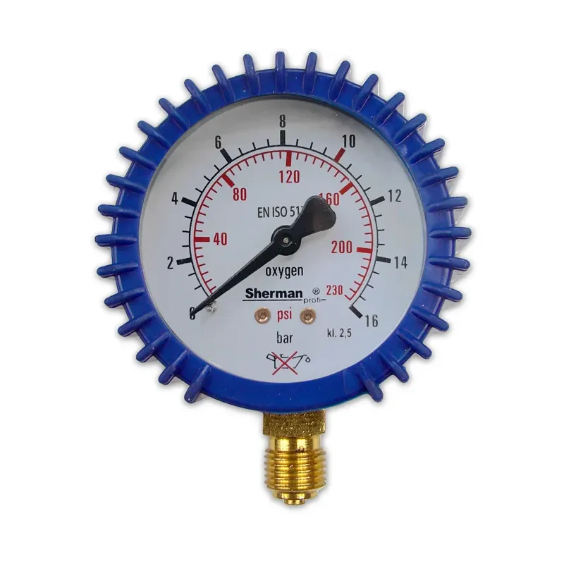 Manometr z osłoną fi 63 mm 16 bar - 1/4" tlen TURBO