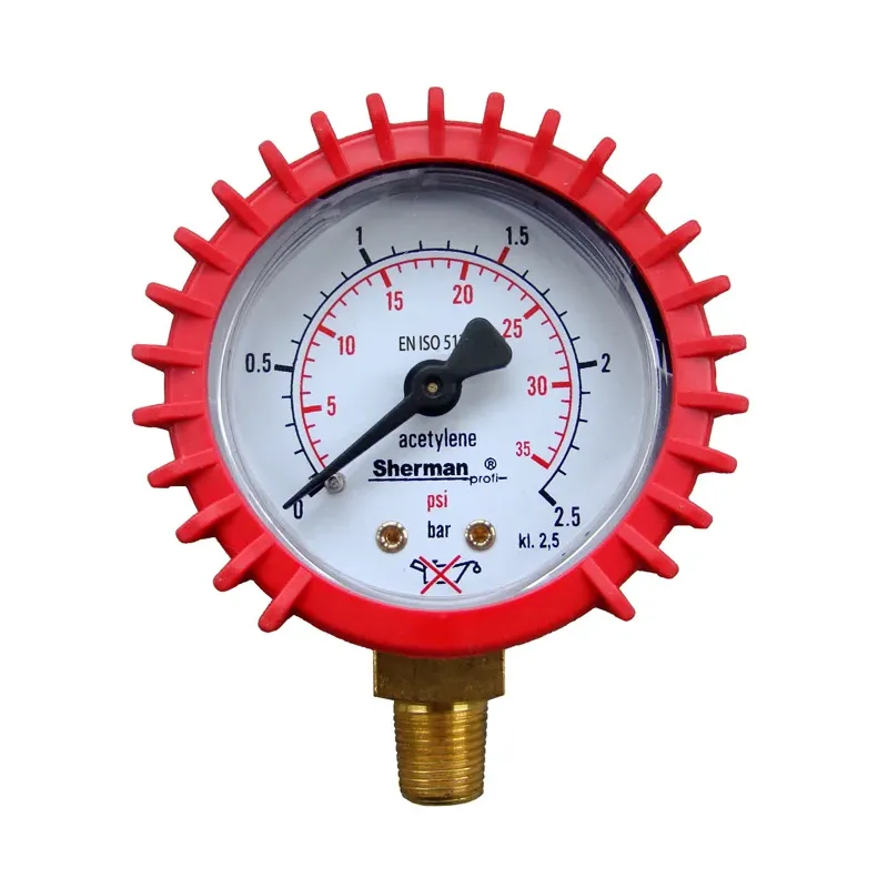 Manometr z osłoną fi 50 mm acetylen 2,5bar 1/8" RH MOUSE Manometr z osłoną fi 50 mm acetylen 2,5bar 1/8" RH MOUSE