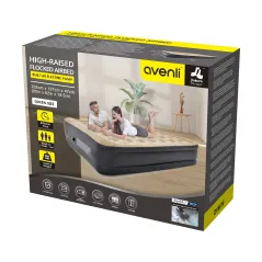 Duży, wysoki, pompowany materac AVENLI z wbudowaną pompką 203x157x47