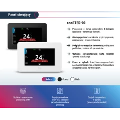 DURO SYSTEM- STEROWANIE- PRZEWODOWY PANEL POKOJOWY ECO STER90 DO ECO FLOOR CZARNY