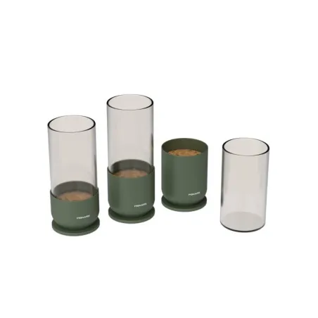 Zestaw do propagacji roślin Fiskars Plant Care 3 sztuki szklanych pojemników z metalową podstawą