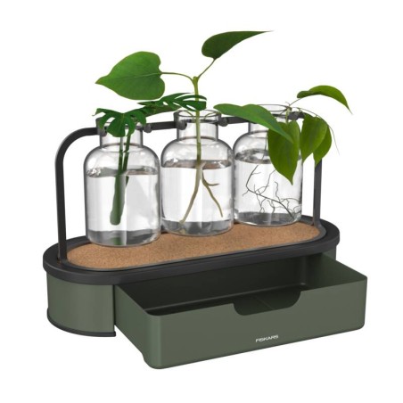 Stacja propagacji roślin Fiskars Plant Care szklana z metalową podstawą